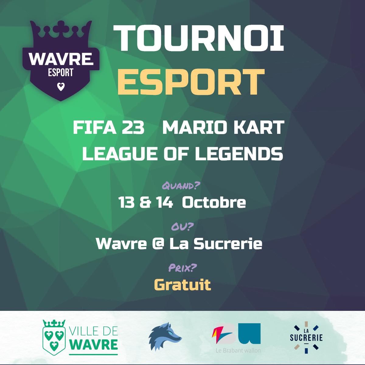 affiche de tournoi de e-sport à Wavre